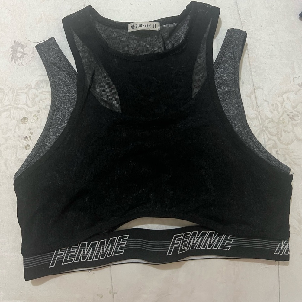 Forever 21 Black Mesh Top BUNDLE 2 PACK